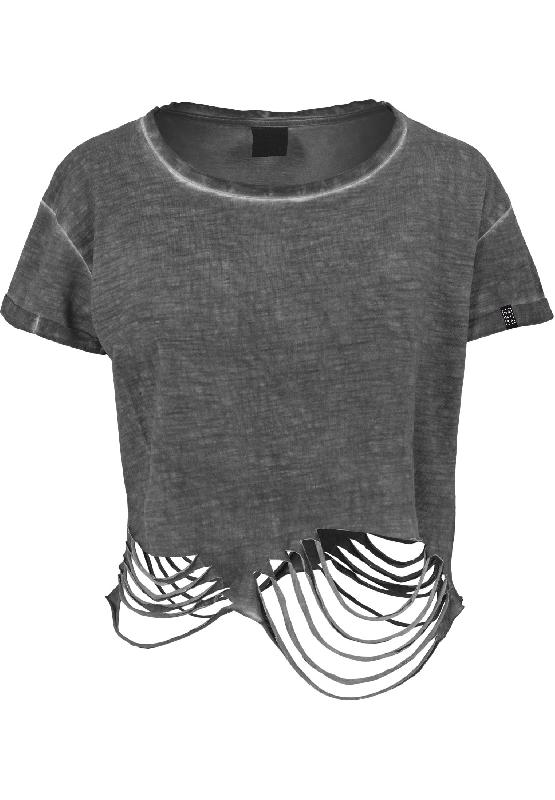 Cutted Crop Top Cutted Cropped Top schwarz grau