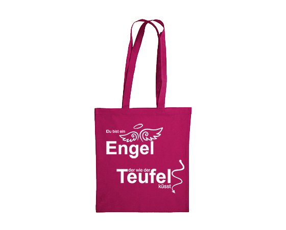 Du bist ein Engel Baumwolltasche pink